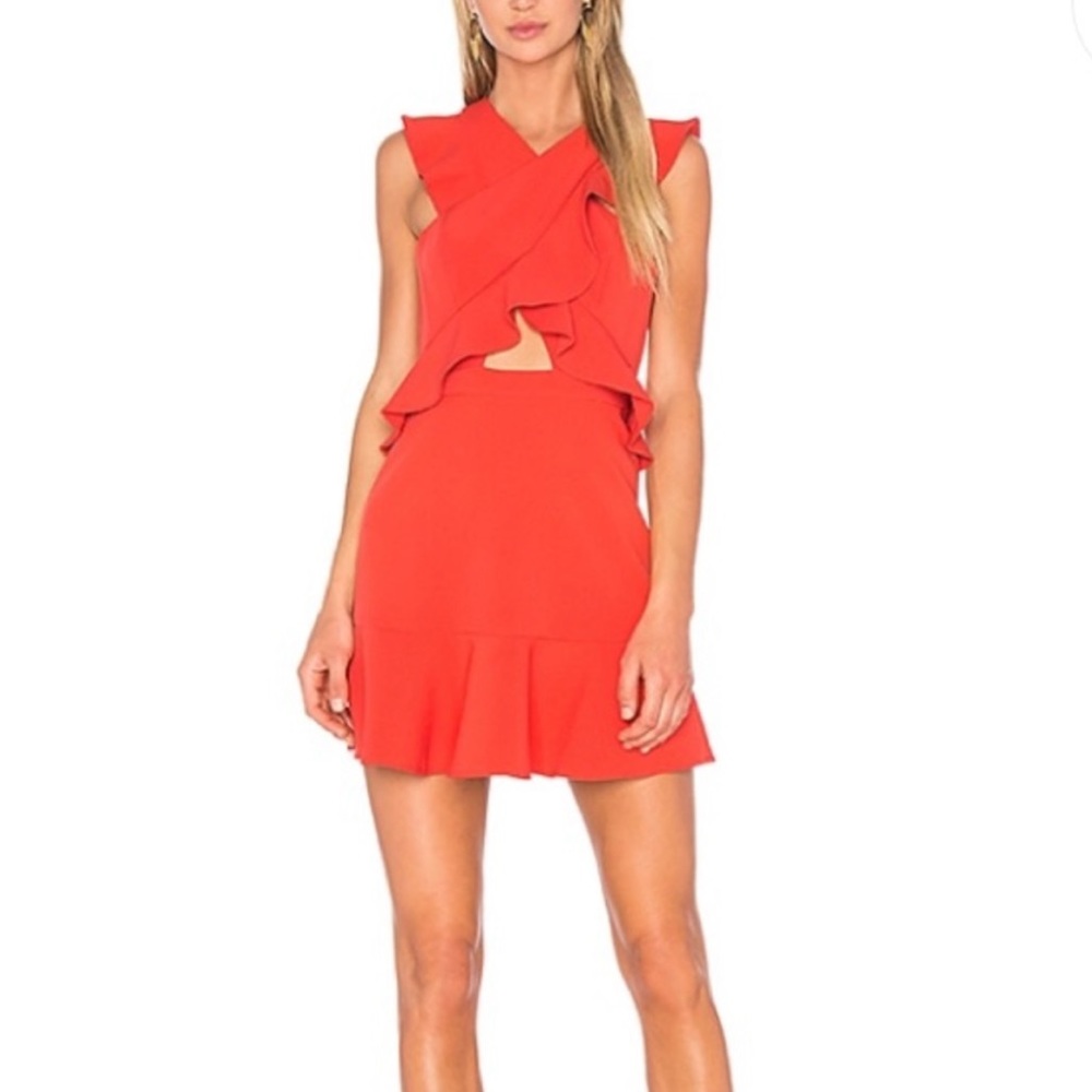 BCBGMazazria cut out Ruffle dress